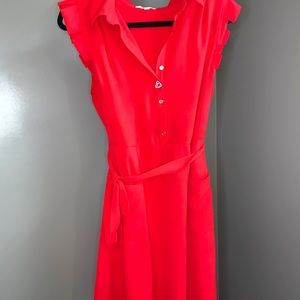Red Dress With heart buttons And Pockets